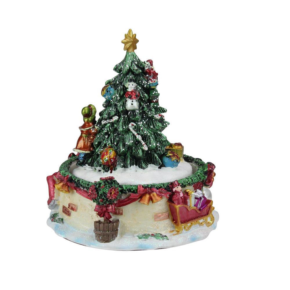 5.5" Musical Santa Claus and Christmas Tree Winter Scene Rotating Tabletop Decoration. Picture 3