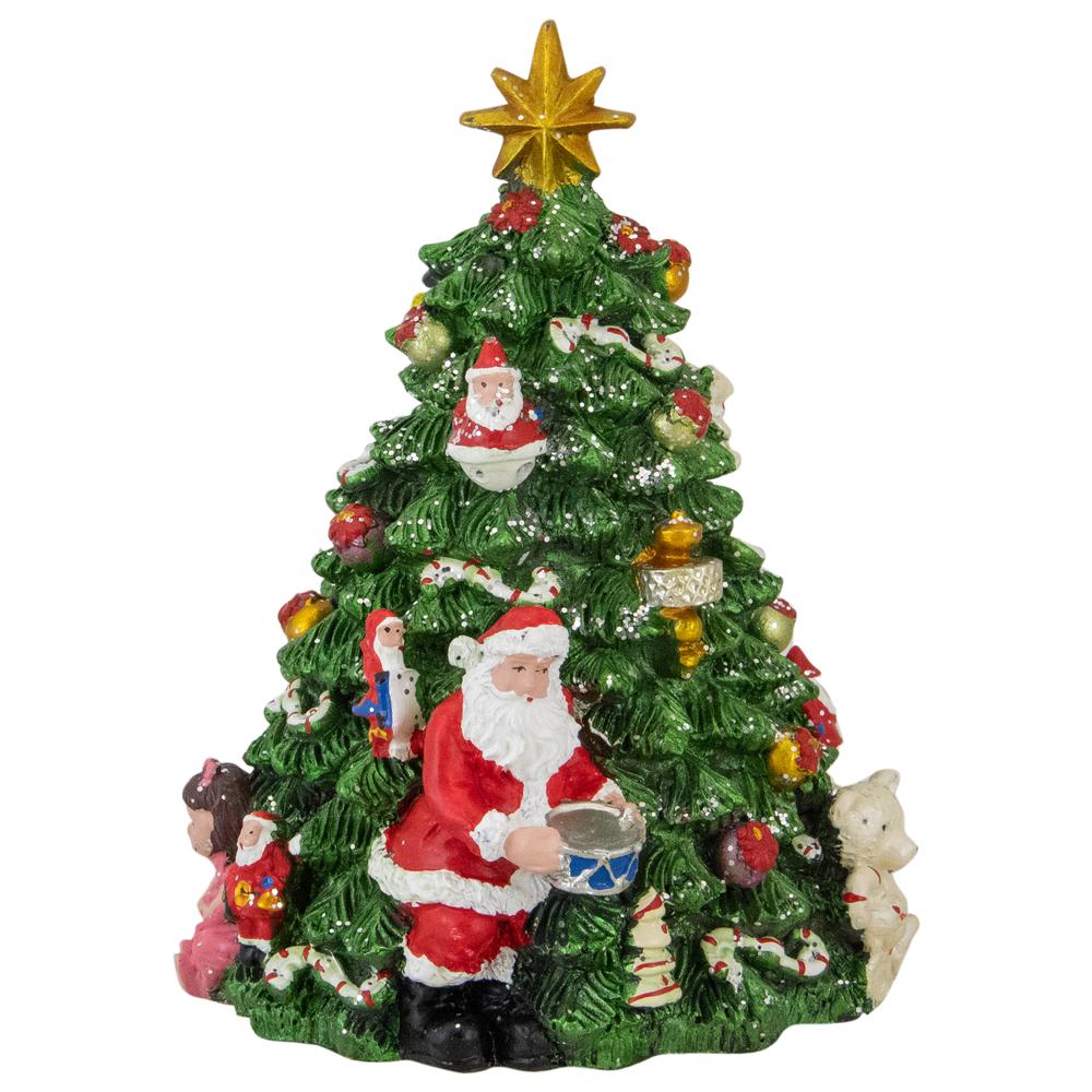 5.5" Santa Christmas Tree Rotating Music Box. Picture 1