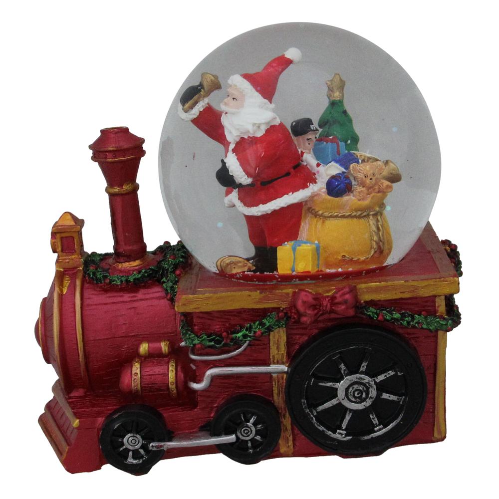 6" Santa Claus on a Red Train Christmas Glitter Snow Globe. Picture 2