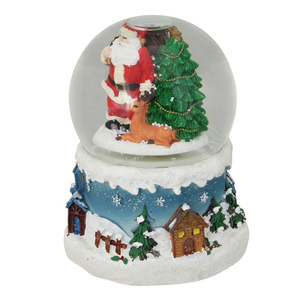 6" Santa Claus and Reindeer Musical Blowing Snow Globe. Picture 2