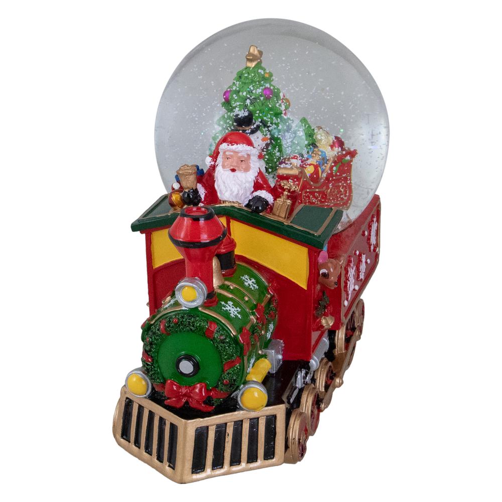8.5" Green and Red Christmas Train Snow Globe. Picture 2