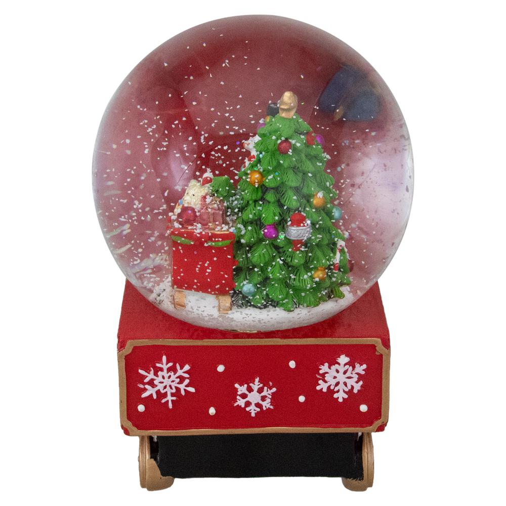 8.5" Green and Red Christmas Train Snow Globe. Picture 4
