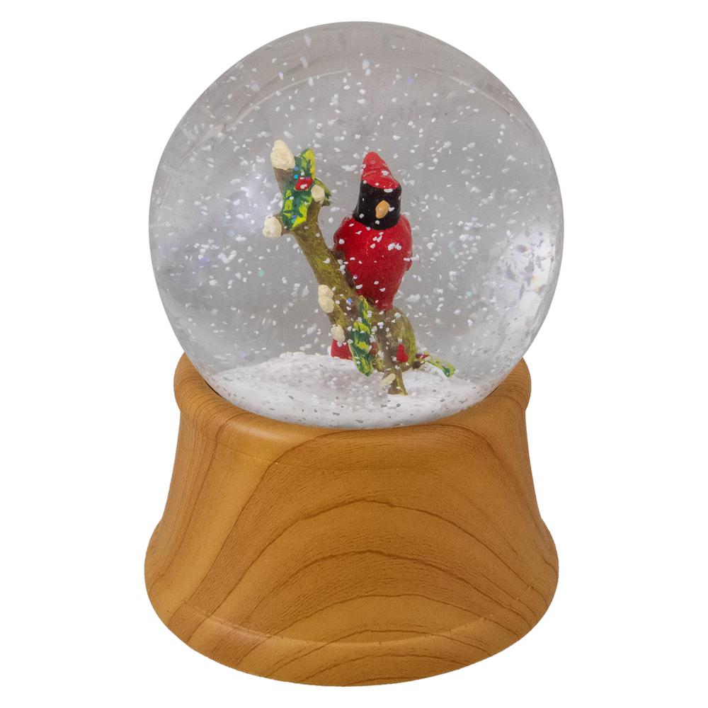 5.5" Red Cardinal on Branch Christmas Snow Globe. Picture 2