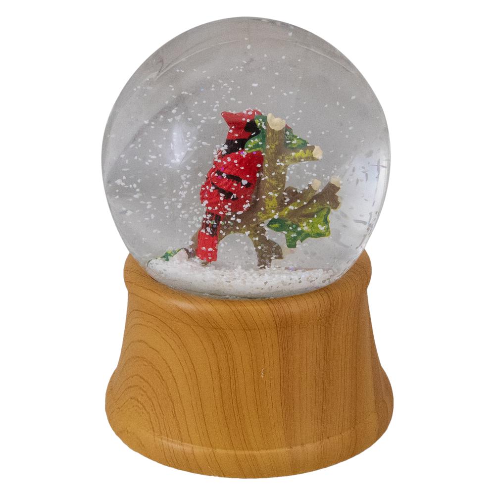 5.5" Red Cardinal on Branch Christmas Snow Globe. Picture 4