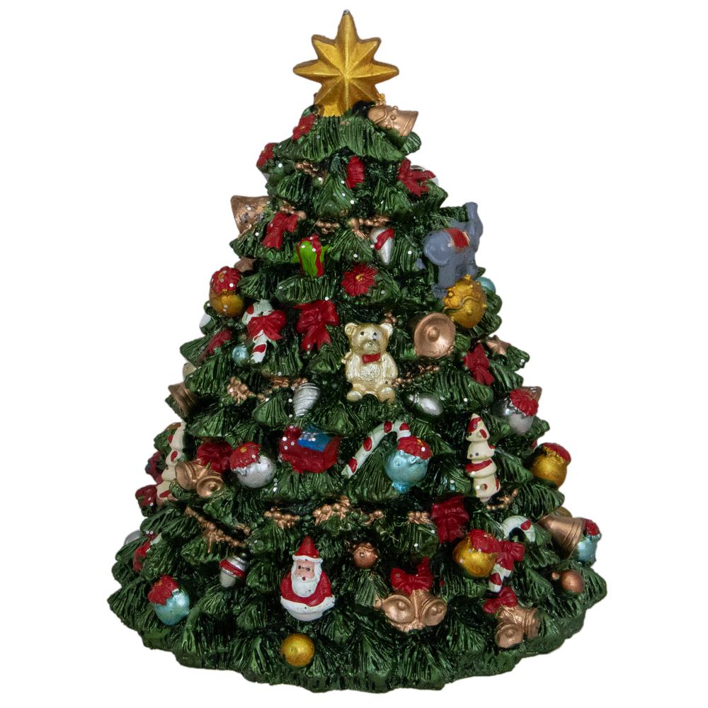 6.25" Green Musical Rotating Christmas Tree Figurine. The main picture.