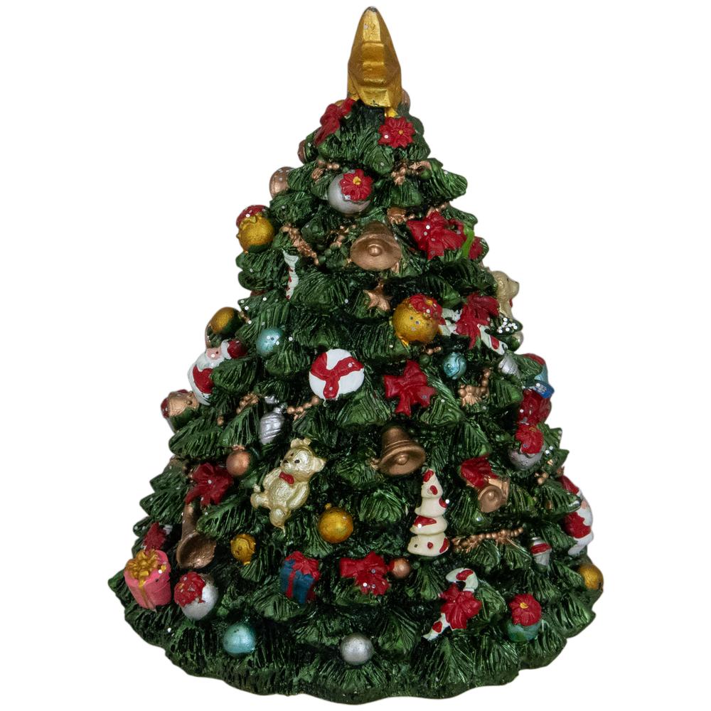 6.25" Green Musical Rotating Christmas Tree Figurine. Picture 2