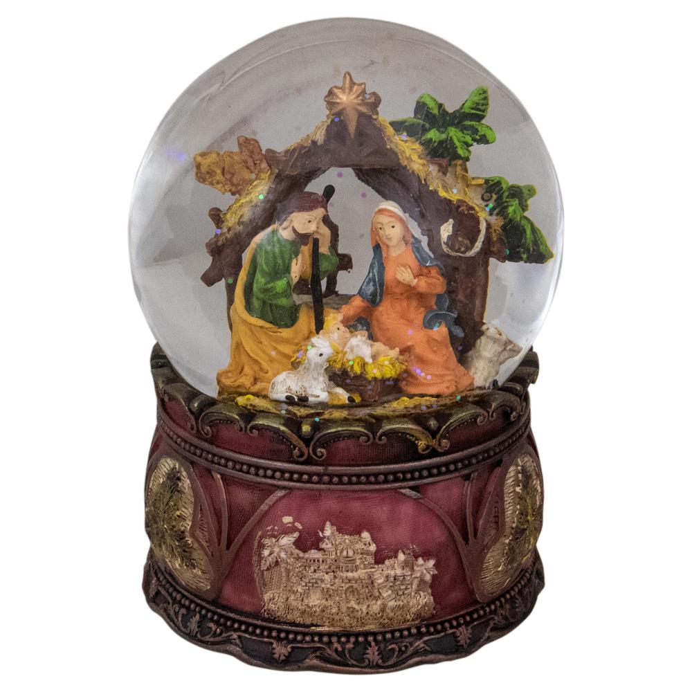 5.75" Holy Family Nativity Scene Christmas Snow Globe. Picture 1