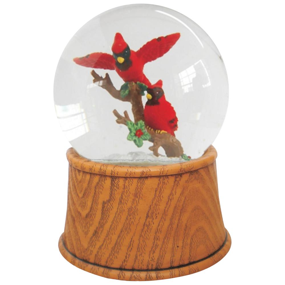 5.5" Pair of Cardinals on Branch Christmas Snow Globe. The main picture.