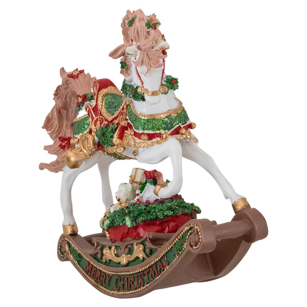 9" Musical Merry Christmas Rocking Horse Figure. Picture 3