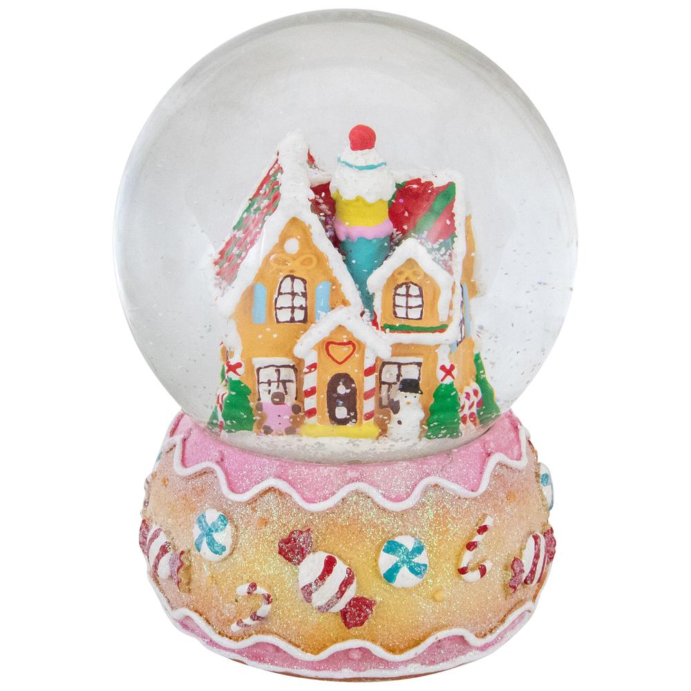 6.5" Gingerbread House Musical Christmas Snow Globe. The main picture.