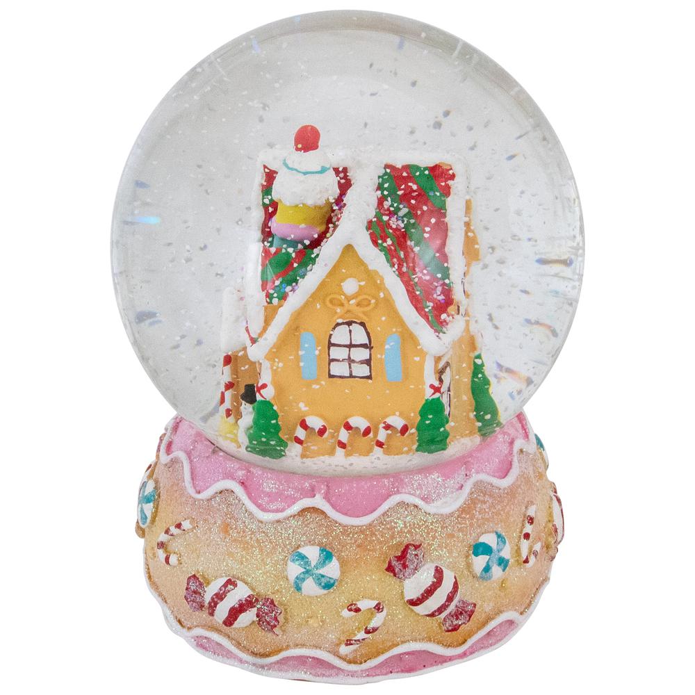 6.5" Gingerbread House Musical Christmas Snow Globe. Picture 3
