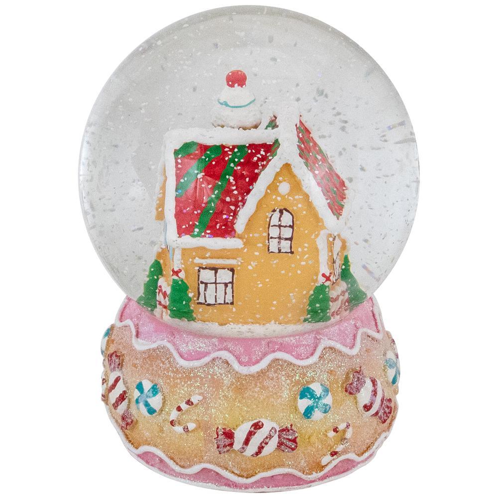 6.5" Gingerbread House Musical Christmas Snow Globe. Picture 4