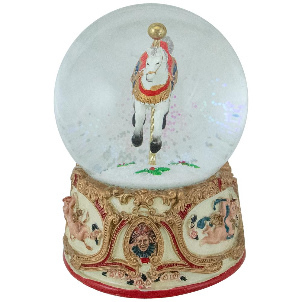 5.5" Musical Carousel Horse Christmas Snow Globe. Picture 3