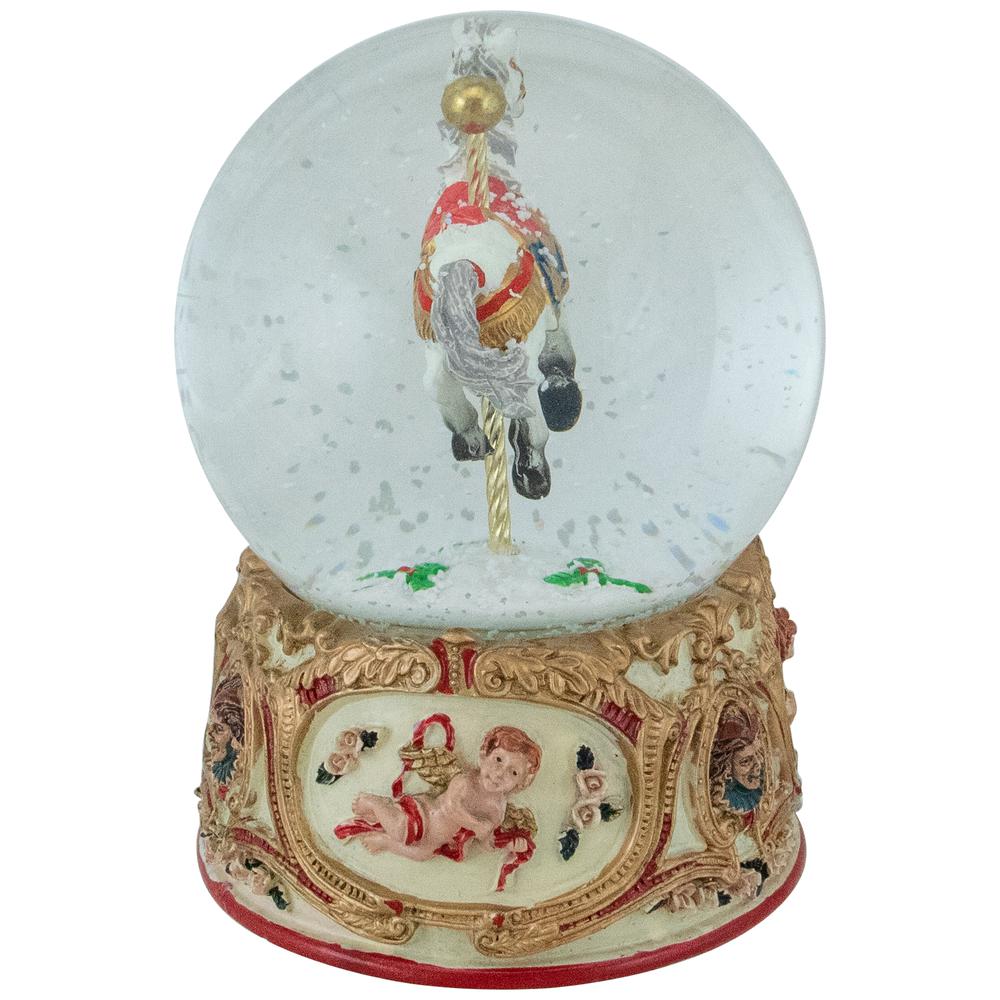 5.5" Musical Carousel Horse Christmas Snow Globe. Picture 5