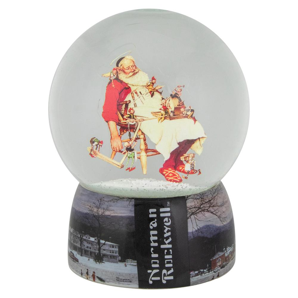 6.5" Norman Rockwell 'Santa and His Helpers' Christmas Snow Globe. Picture 4