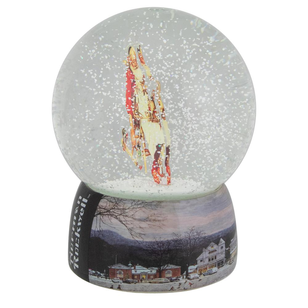 6.5" Norman Rockwell 'Santa and His Helpers' Christmas Snow Globe. Picture 5