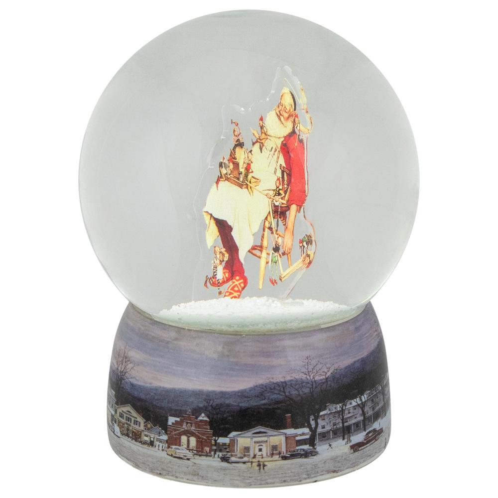 6.5" Norman Rockwell 'Santa and His Helpers' Christmas Snow Globe. Picture 6