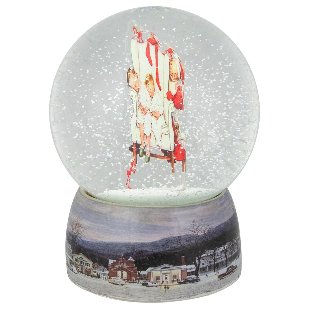 6.5" Norman Rockwell 'Santa Looking at Two Sleeping Children' Christmas Snow Globe. Picture 6