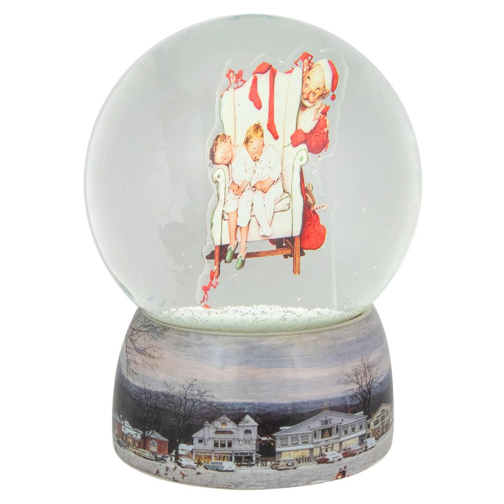 6.5" Norman Rockwell 'Santa Looking at Two Sleeping Children' Christmas Snow Globe. Picture 4