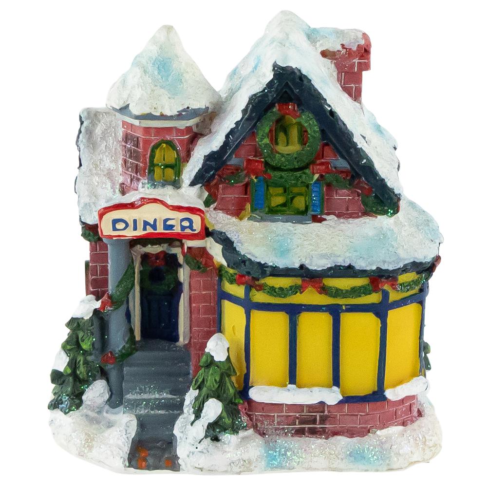 4" Snowy Diner Christmas Village Building Decoration. Picture 1