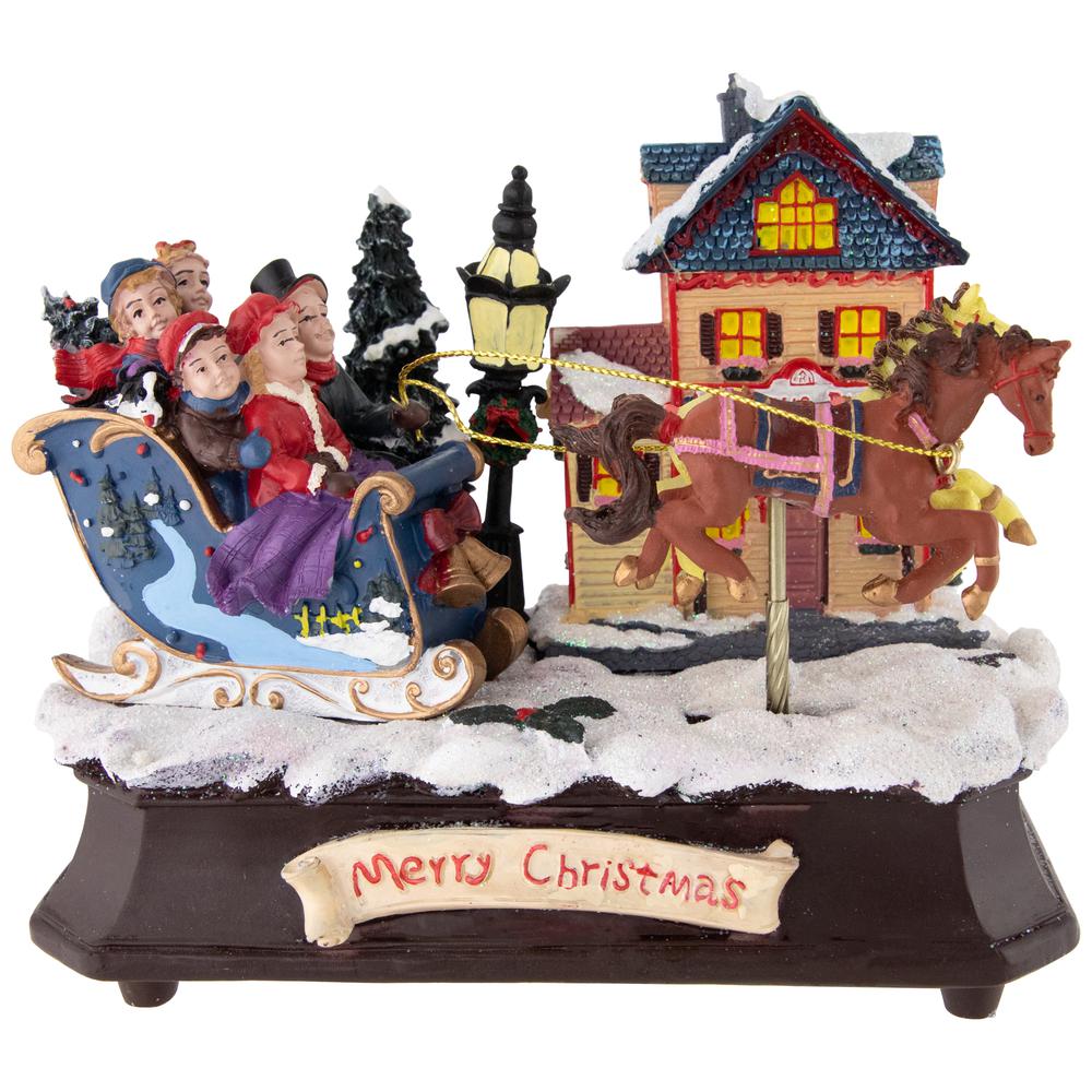 6.25" Animated and Musical Christmas Sleigh Decoration. Picture 1
