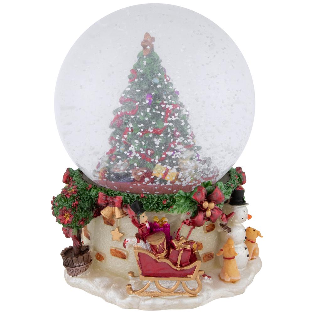6.5" Gifts Under the Christmas Tree Musical Snow Globe. Picture 3