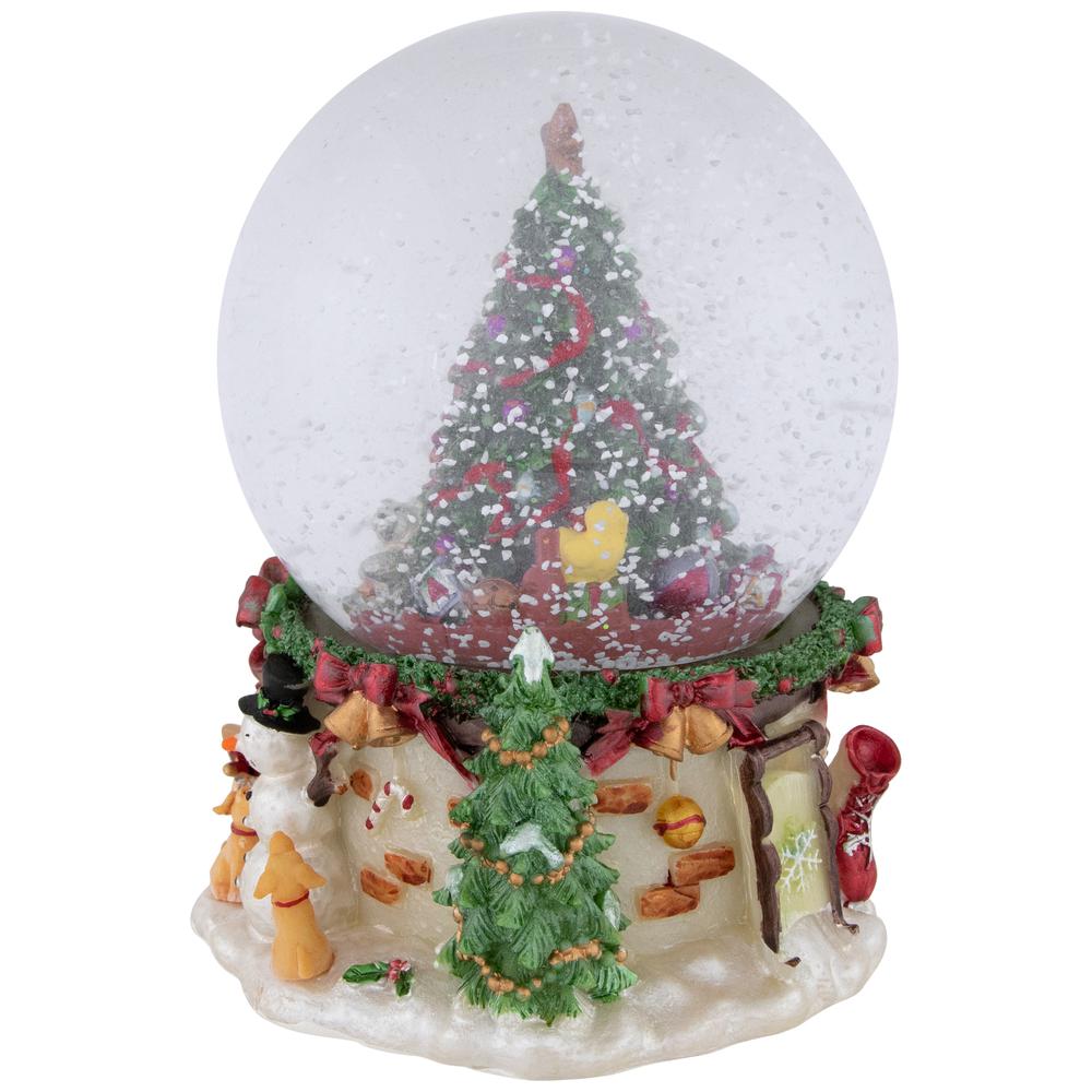 6.5" Gifts Under the Christmas Tree Musical Snow Globe. Picture 4