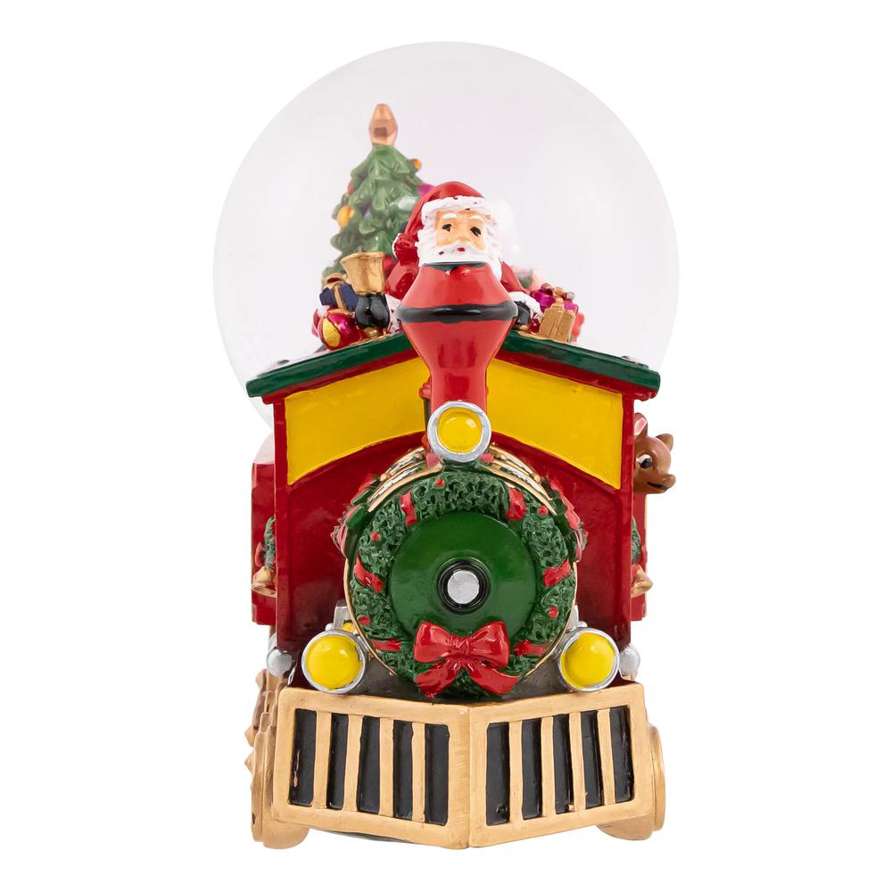 8.25" Santa Driving the Christmas Train Musical Snow Globe. Picture 3