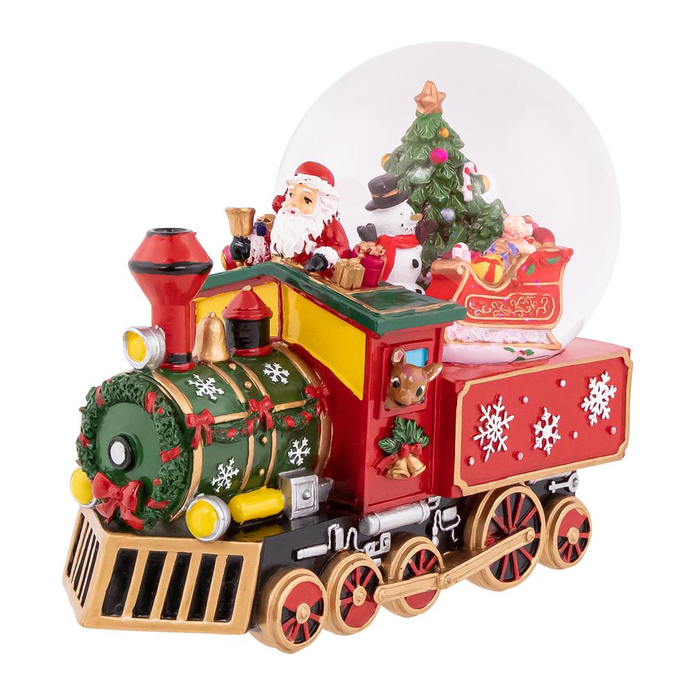 8.25" Santa Driving the Christmas Train Musical Snow Globe. Picture 1