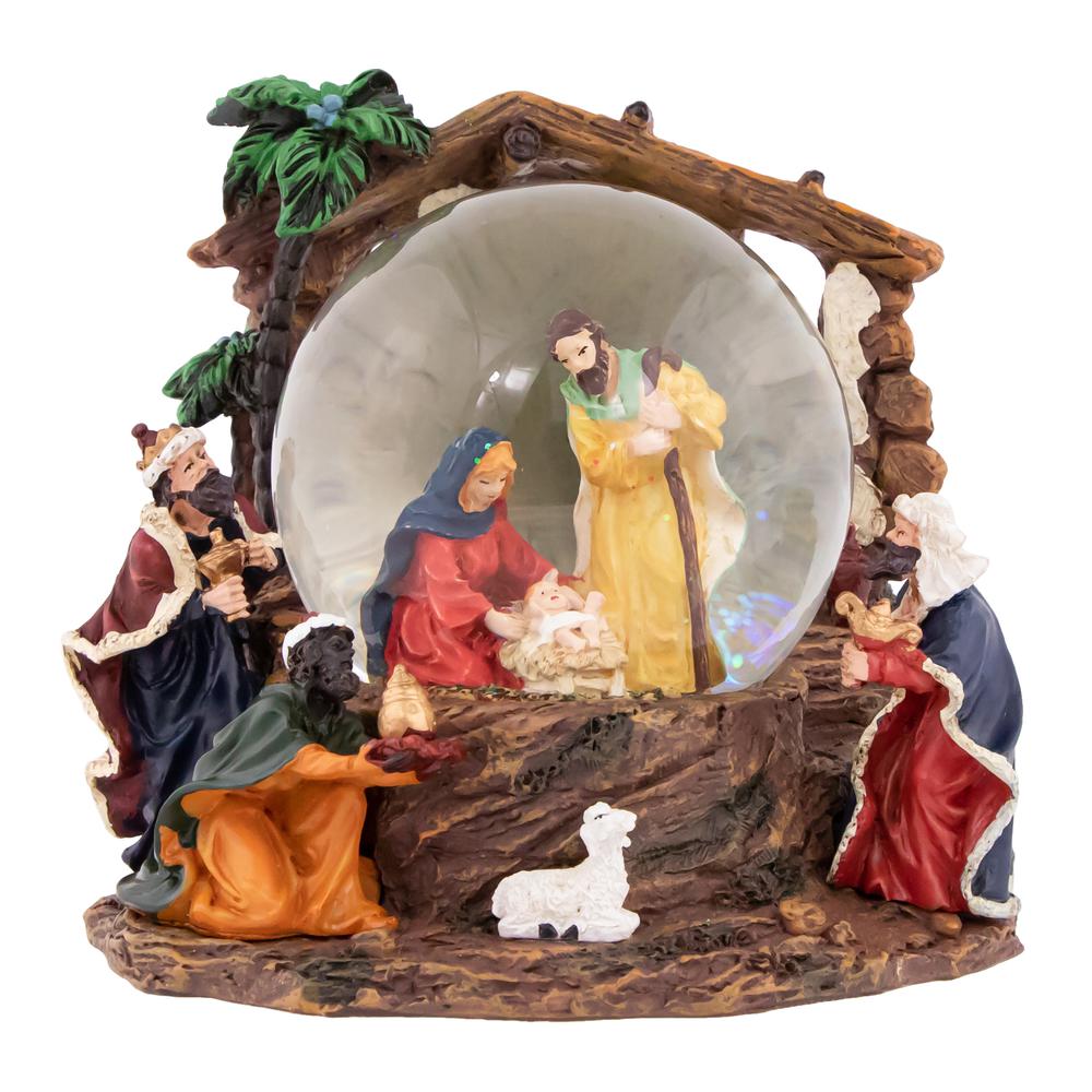 6.75" Holy Family Christmas Nativity Musical Water Globe. Picture 1