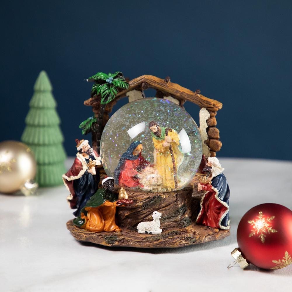 6.75" Holy Family Christmas Nativity Musical Water Globe. Picture 2