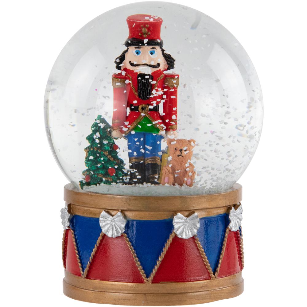 6" Christmas Nutcracker with Teddy Bear Musical Water Globe. Picture 1