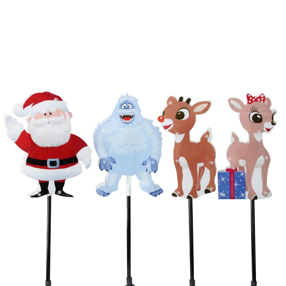 Set of 4 Pre-Lit Rudolph and Friends Christmas Pathway Markers - Clear Lights. Picture 2