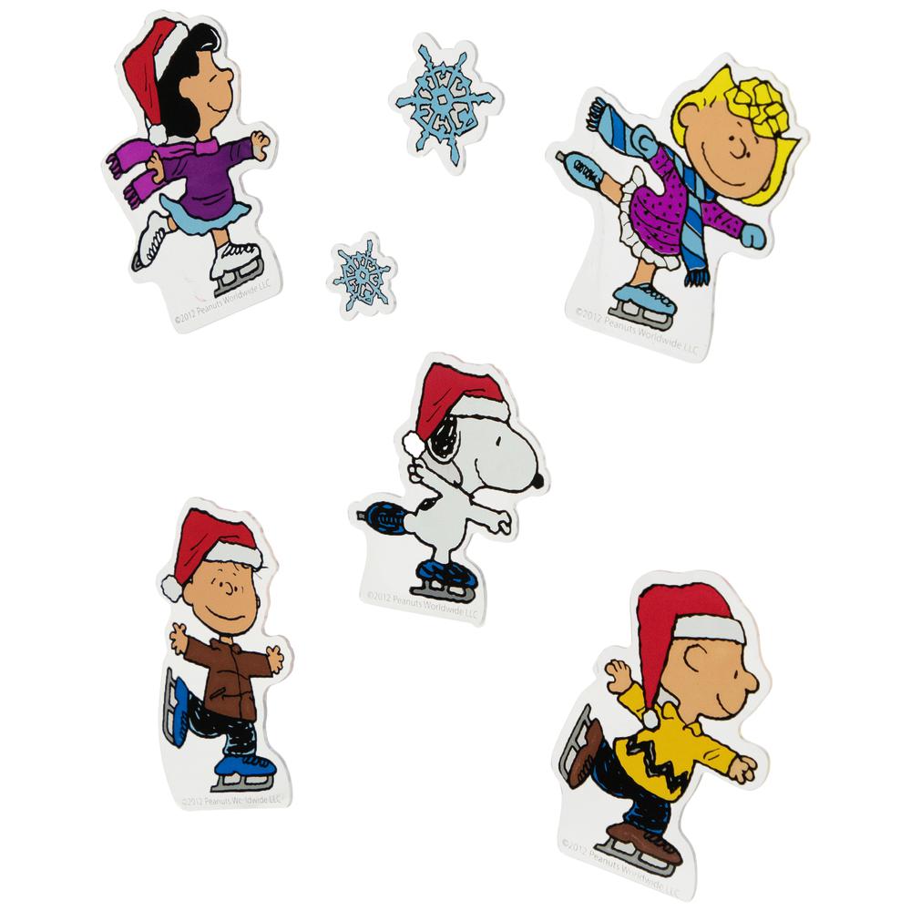7-Piece Peanuts Characters Ice Skating Christmas Jelz Window Clings. Picture 3