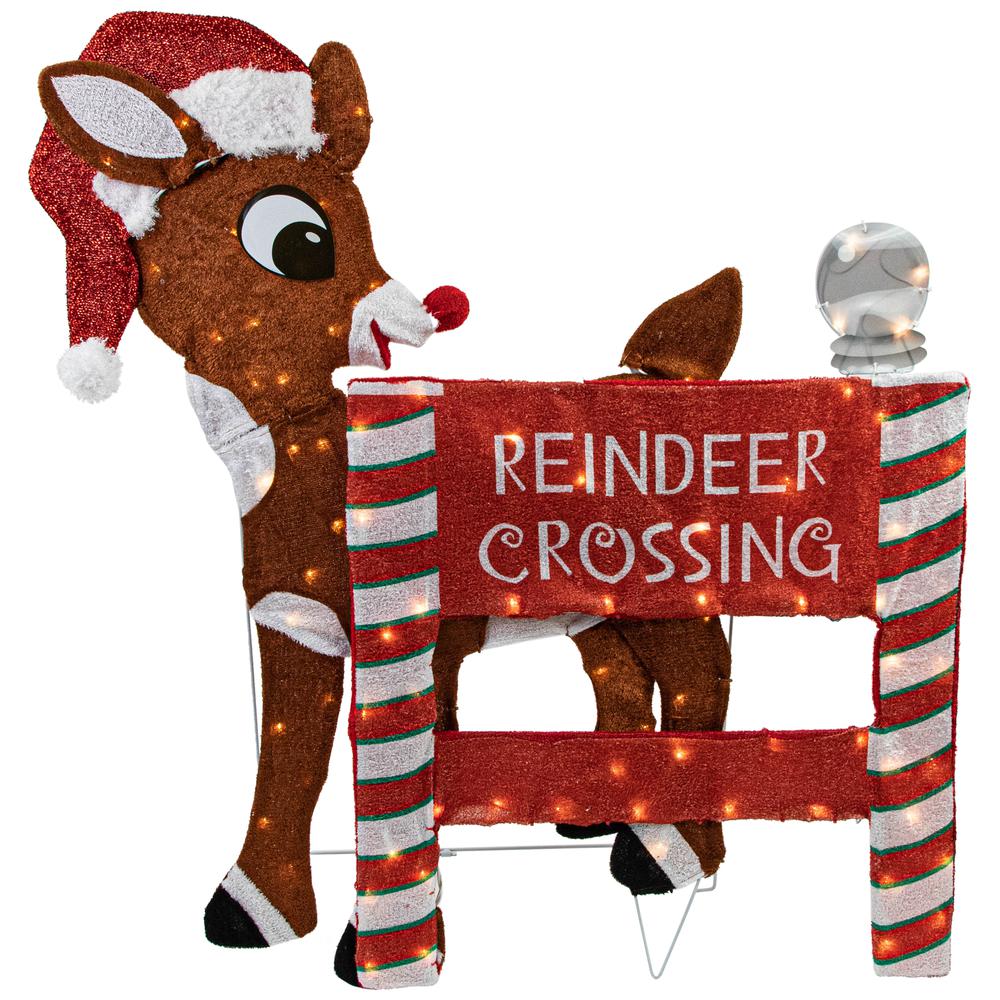 36" LED Lighted Rudolph Reindeer Crossing Outdoor Christmas Sign Decoration. Picture 1