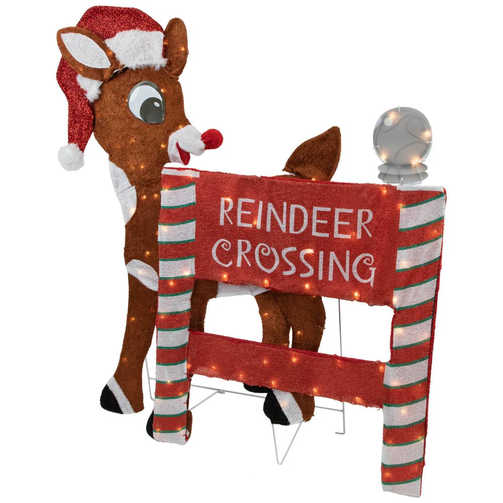 36" LED Lighted Rudolph Reindeer Crossing Outdoor Christmas Sign Decoration. Picture 4