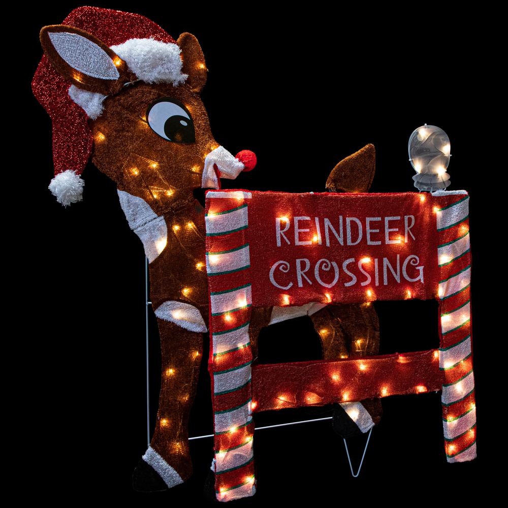 36" LED Lighted Rudolph Reindeer Crossing Outdoor Christmas Sign Decoration. Picture 7