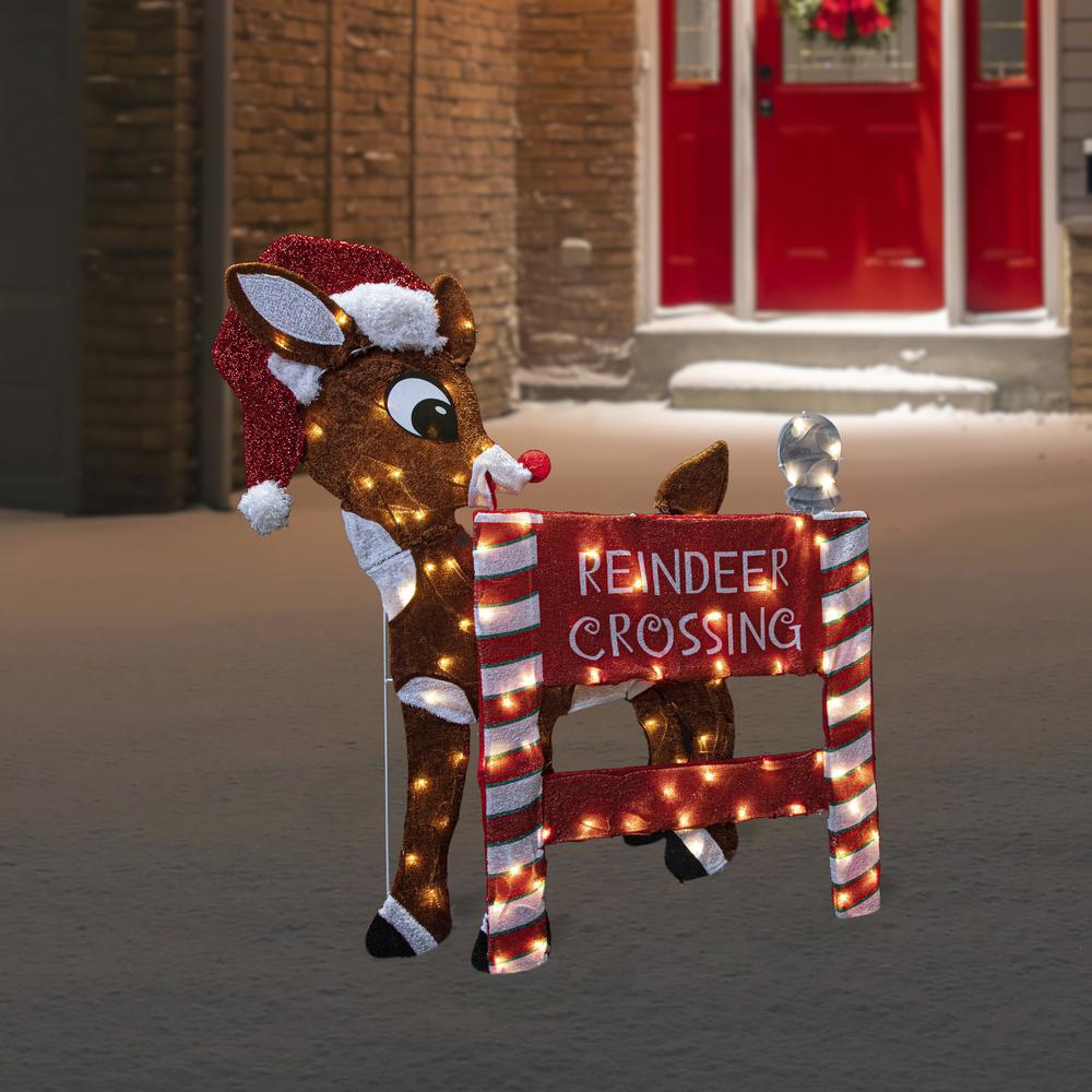 36" LED Lighted Rudolph Reindeer Crossing Outdoor Christmas Sign Decoration. Picture 2