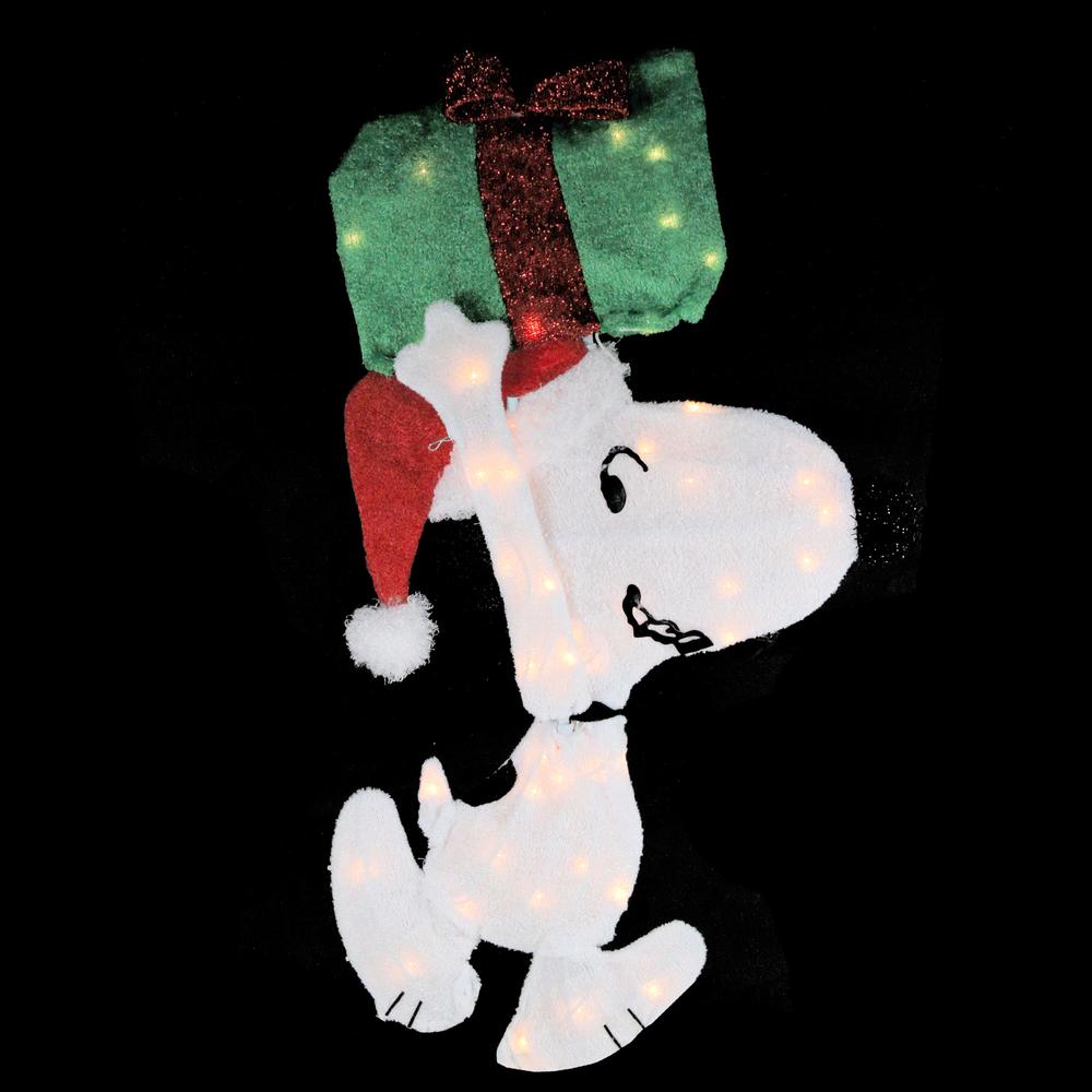 32" Lighted Peanuts Snoopy with Present Christmas Outdoor Yard Decoration. Picture 2