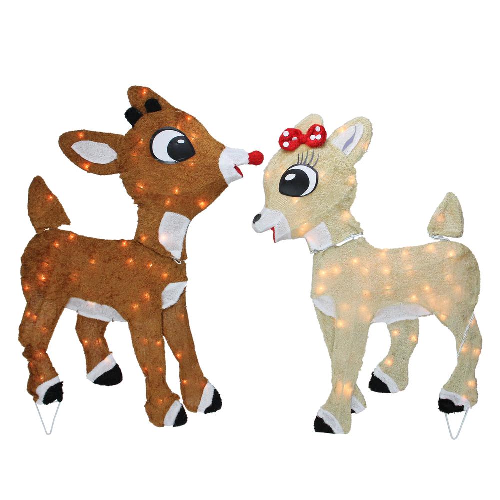 Set of 2 Lighted Rudolph and Clarice Outdoor Christmas Decorations  32". The main picture.