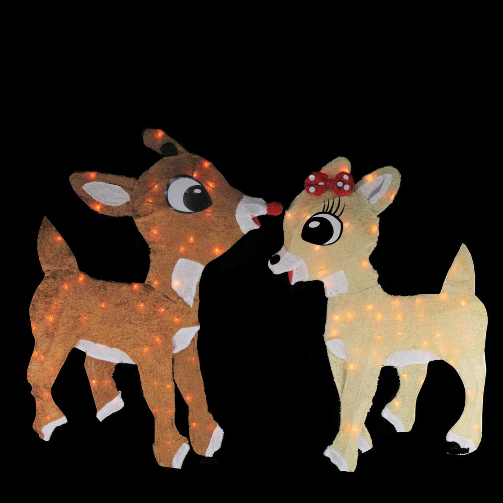 Set of 2 Lighted Rudolph and Clarice Outdoor Christmas Decorations  32". Picture 2