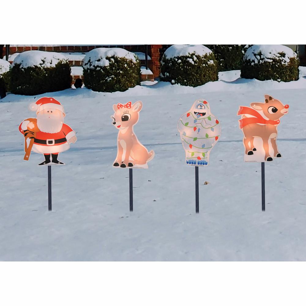Set of 4 Pre-Lit Rudolph and Friends Christmas Pathway Markers - Clear Lights. Picture 4