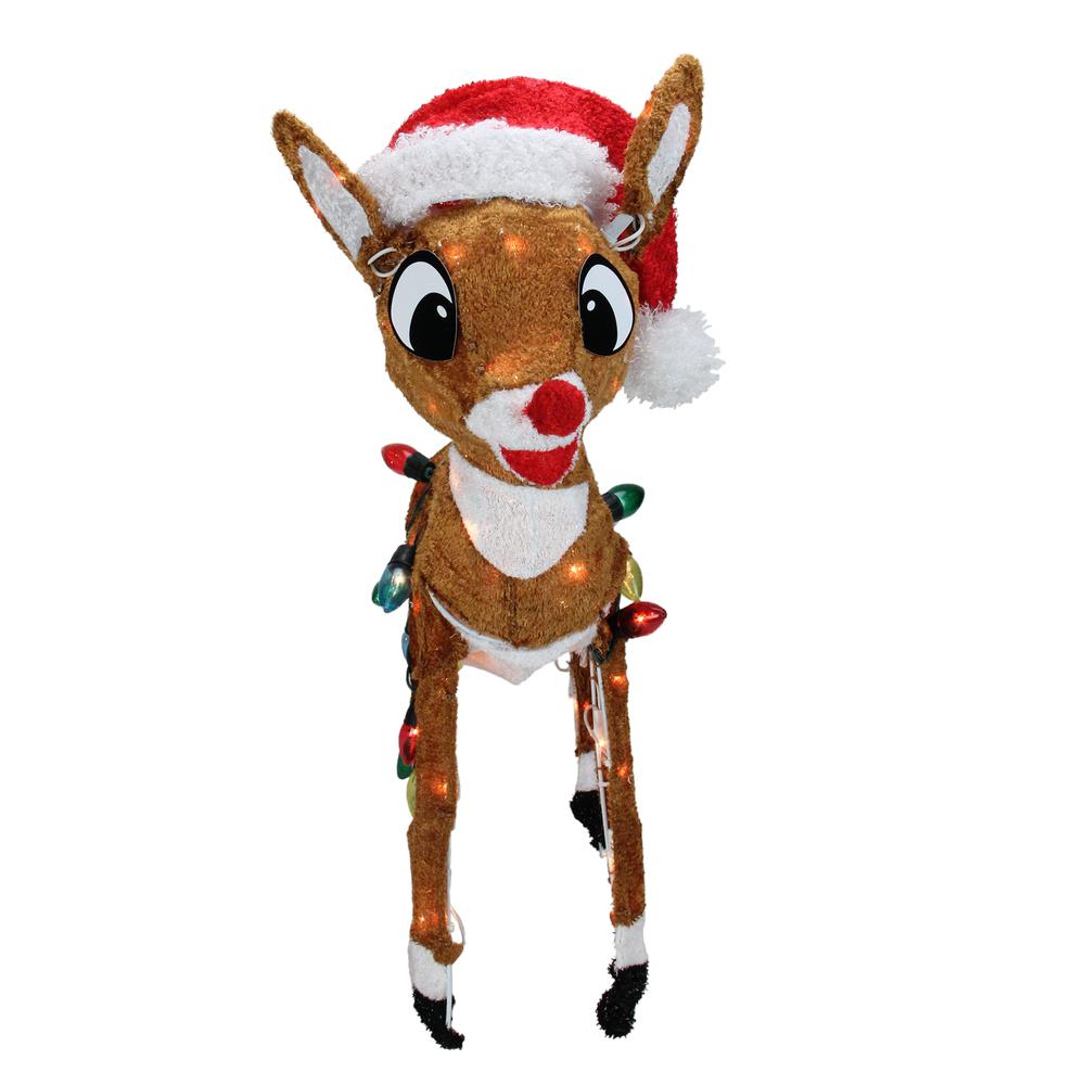 24" Lighted Rudolph with String Lights Christmas Outdoor Yard Decoration. Picture 3