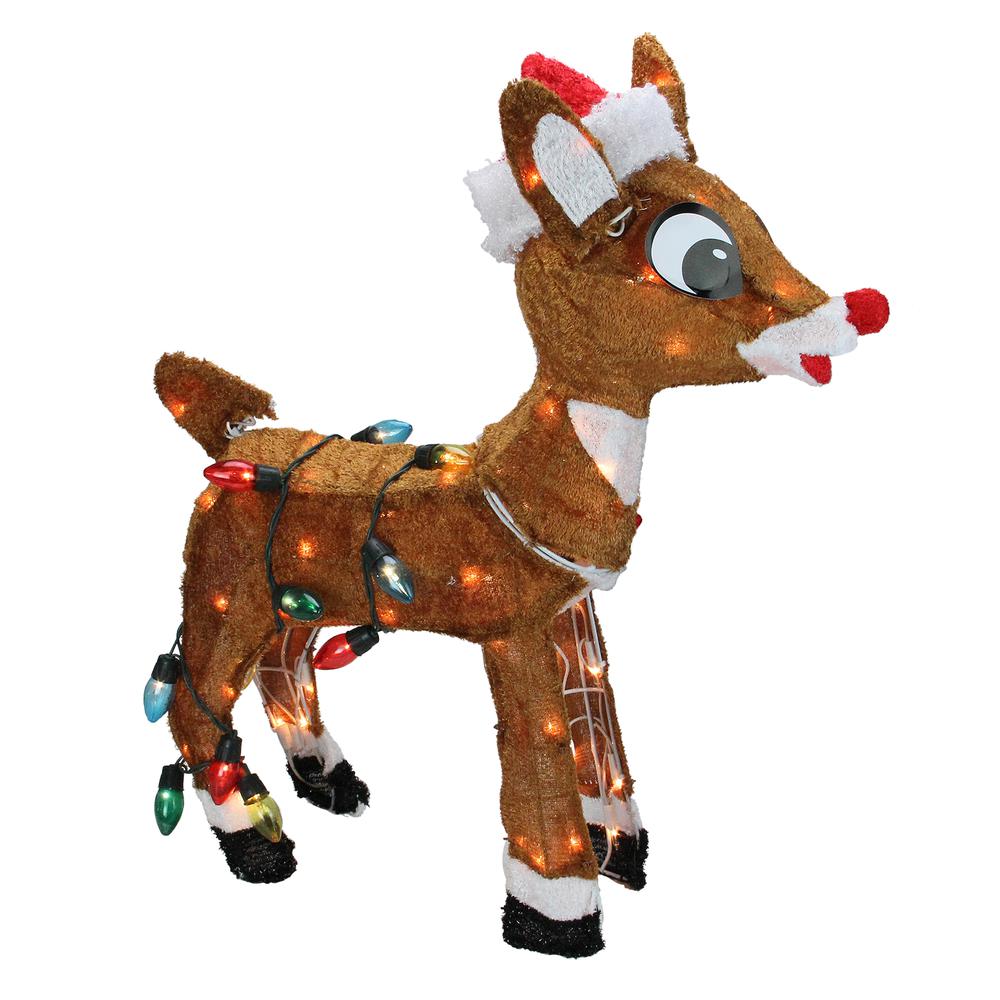 24" Lighted Rudolph with String Lights Christmas Outdoor Yard Decoration. Picture 1