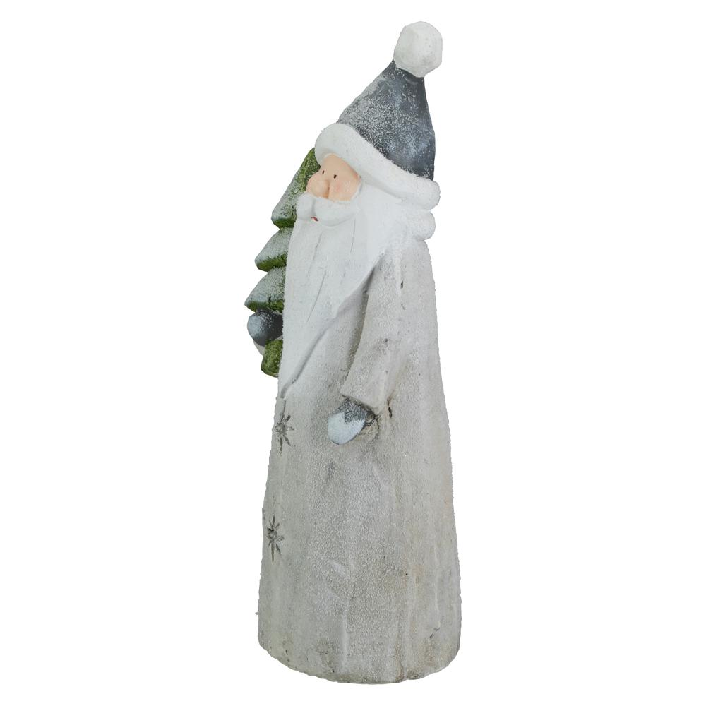 19" LED Lighted Ceramic Santa with Tree Christmas Figure. Picture 5