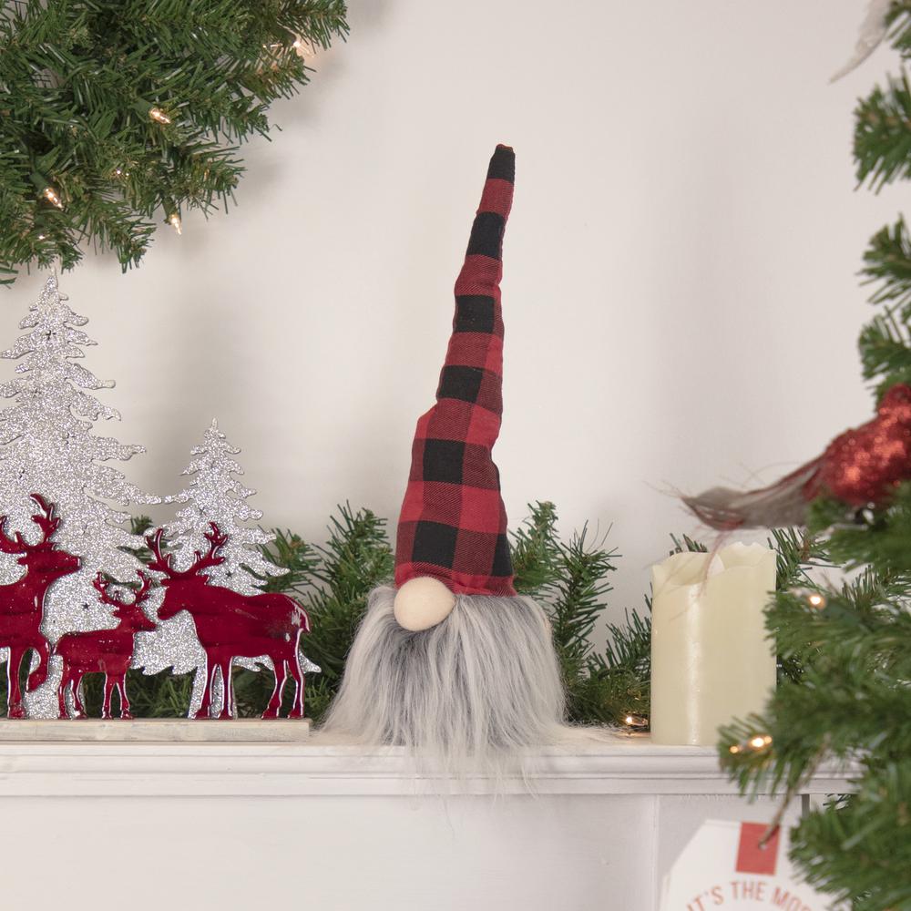 16" Red and Black Buffalo Plaid Gnome Christmas Figure. Picture 2