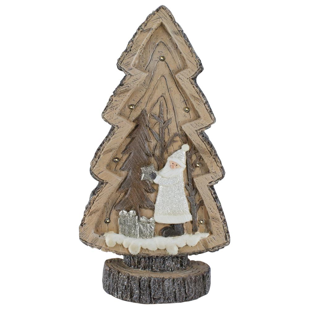 20" LED Lighted Rustic Glittered Tabletop Christmas Tree with Winter Scene. Picture 1