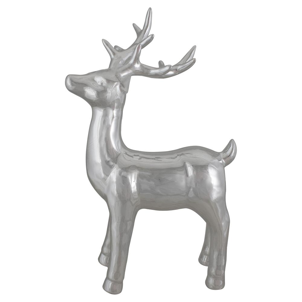 14" Metallic Silver Standing Reindeer Christmas Tabletop Decor. Picture 1