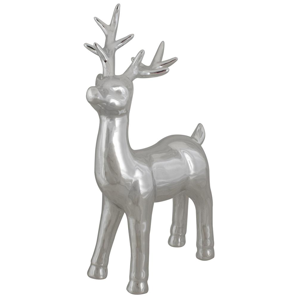 14" Metallic Silver Standing Reindeer Christmas Tabletop Decor. Picture 2