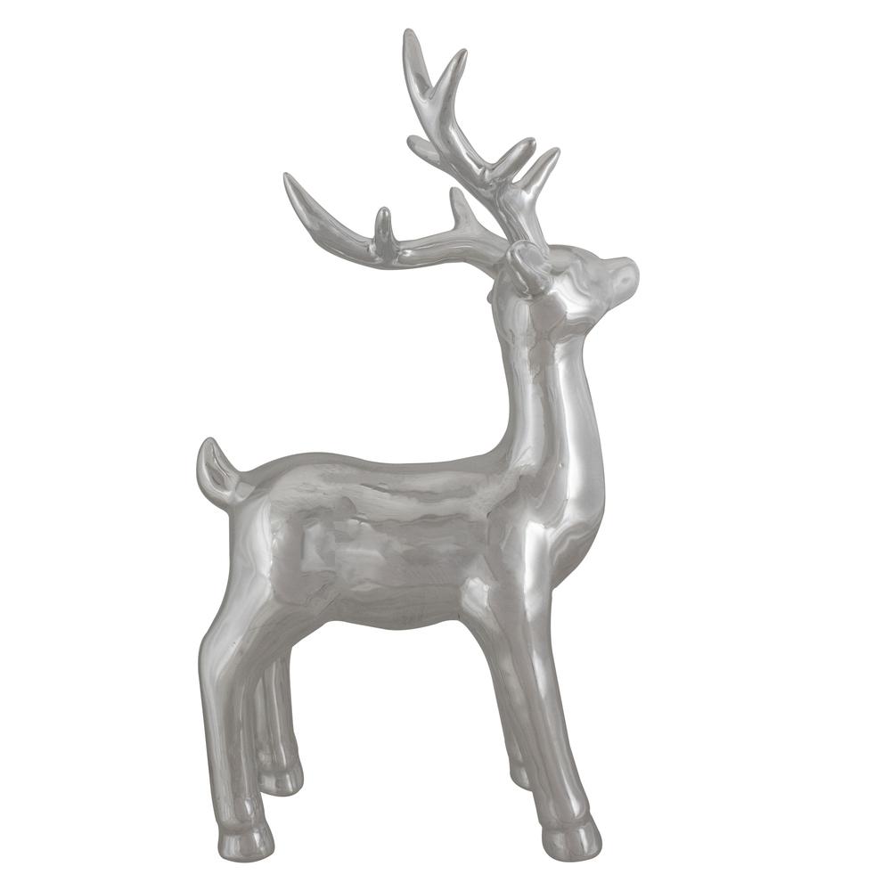 14" Metallic Silver Standing Reindeer Christmas Tabletop Decor. Picture 3